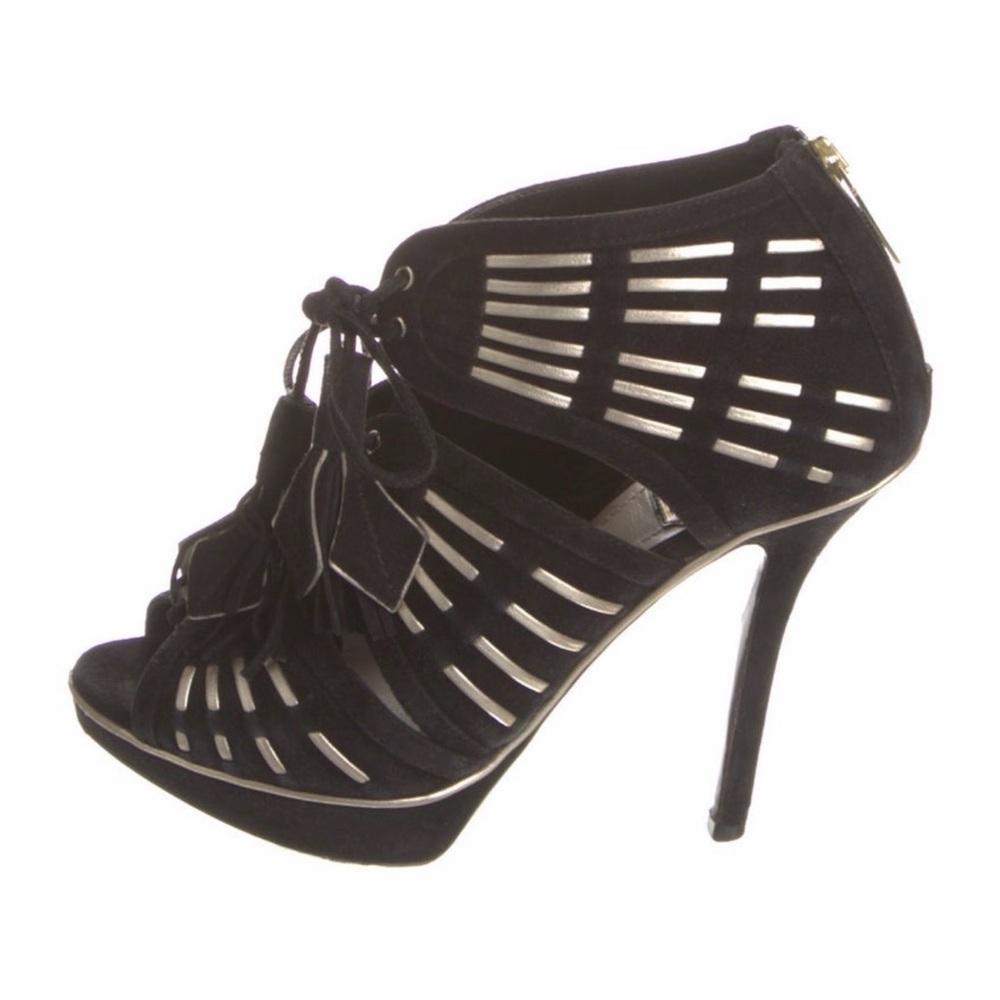 Stunning authentic suede black strappy Christian Dior stiletto shoes EUC - Picture 3 of 10